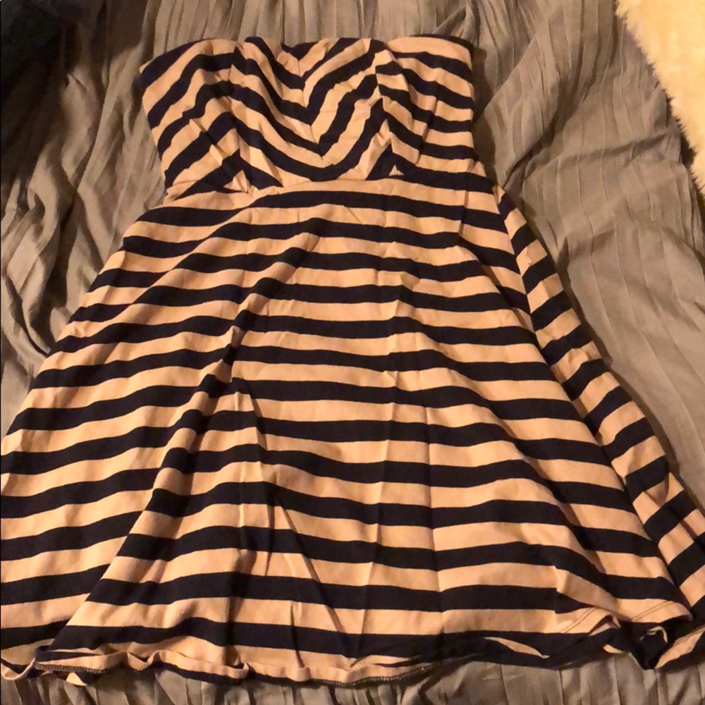 strapless striped dress